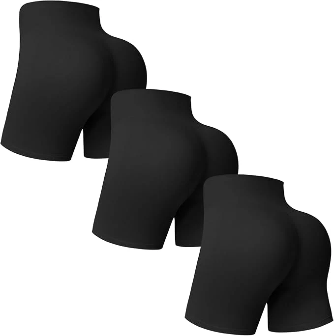 Safe MOREFEEL 3 Pack Workout Gym Shorts Women-5 Seamless Butt Lifting Tummy Control Plus Size Seamless Booty Biker Shorts Refined