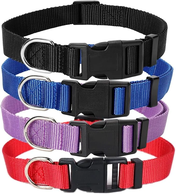 4 Pack Nylon Dog Collars Classic Adjustable Pet Dog Collar Original