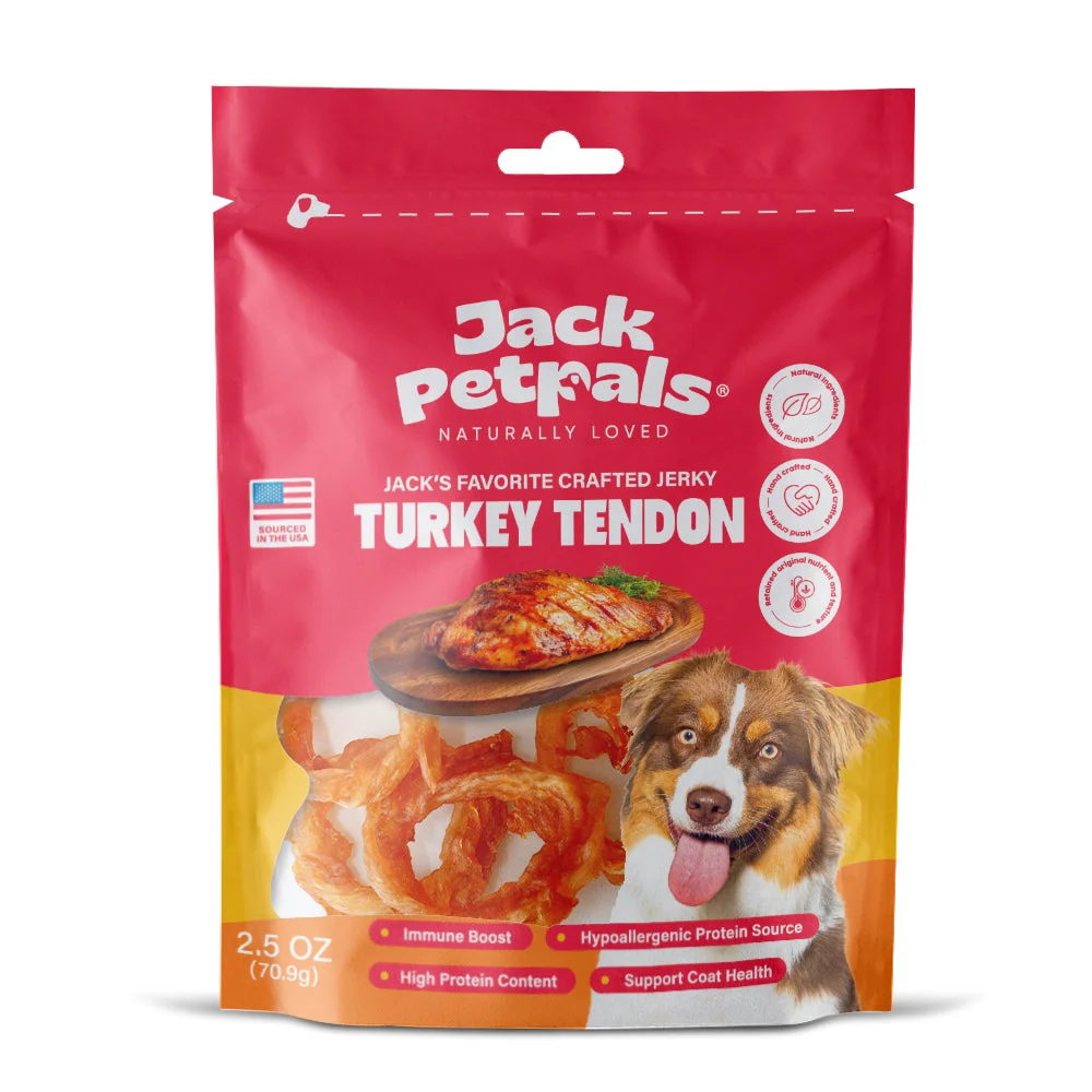 High-Grade Jack PetPals Handcrafted Jerky Turkey Tendon Dog Treats 2.5oz Next-Generation