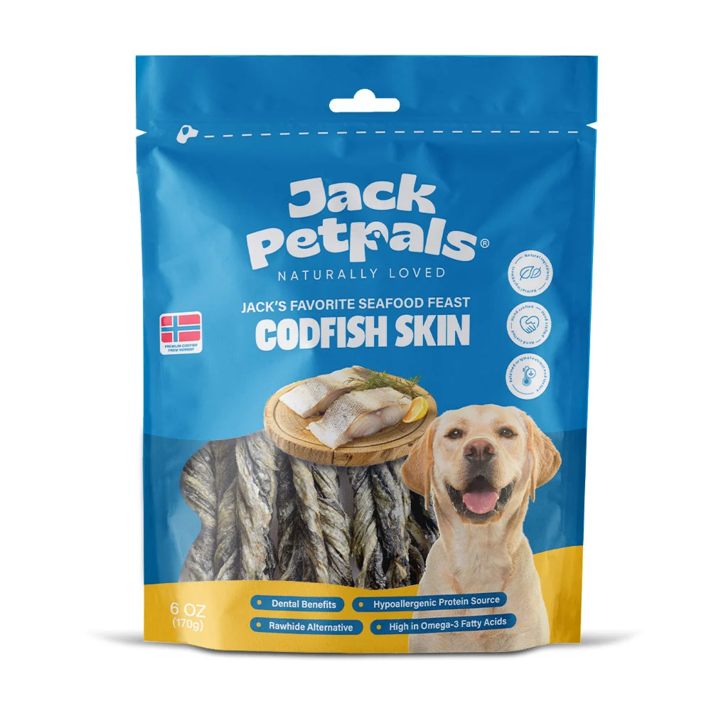Professional Jack PetPals Seafood Feast Codfish Skin Treat Chews 6oz Luxury