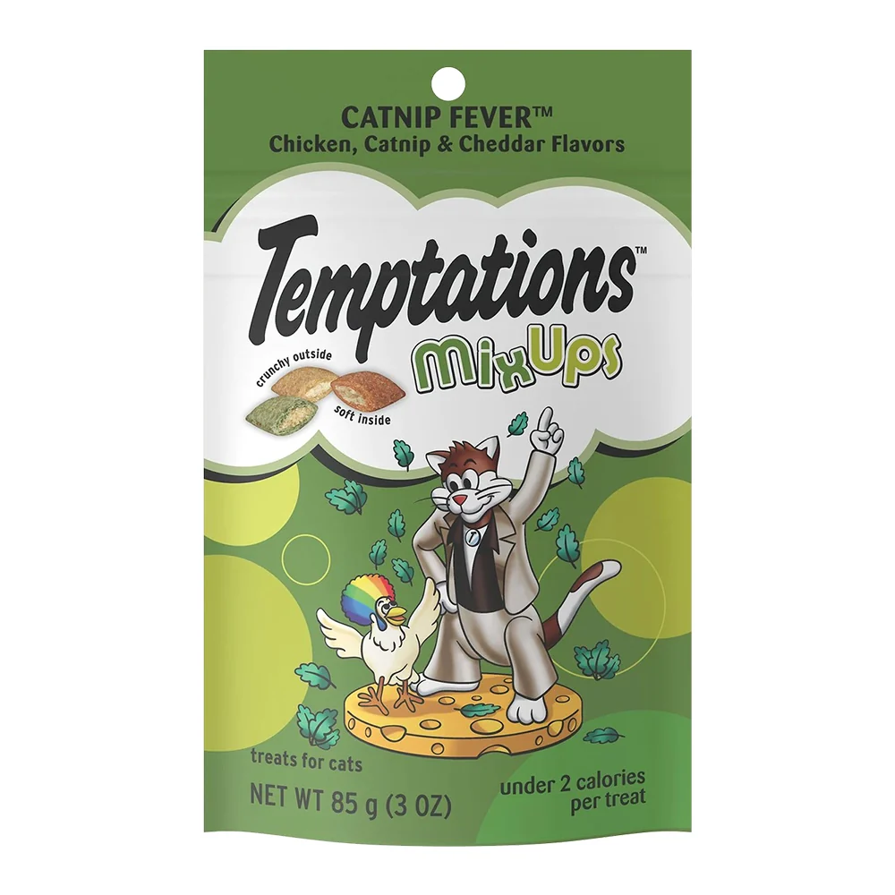 Expertly Made Temptations MixUps Catnip Fever Crunchy Soft Adult Cat Treats 3-oz Luxury