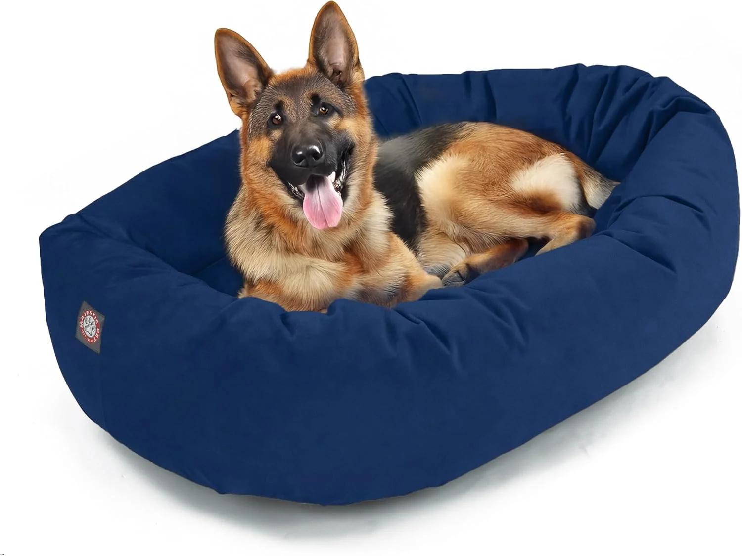 World-Class Majestic Pet 52 Inch Suede Calming Dog Bed Washable 52x35x11 Inch – Cozy Soft Round Donut Dog Bed with Spine Support for Dogs to Rest Their Head - Pet Bed X- Large – Navy 2025
