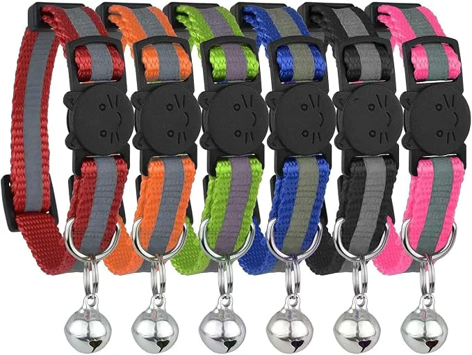 Authentic Reflective Cat Collar with Bell Solid Safe Collars Powerful