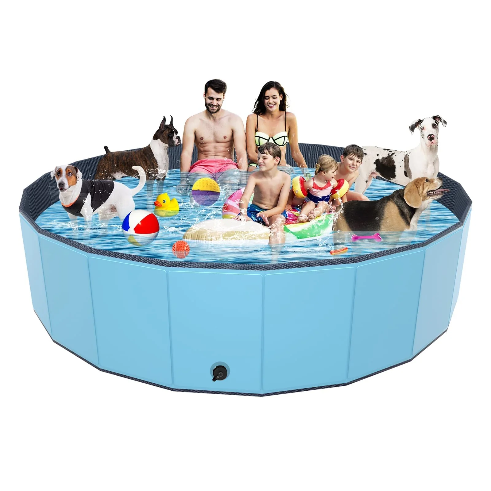Top-Quality YSJILIDE Portable Dog Pool – Collapsible PVC Bath Tub 87x12 in Blue Easy-to-Use