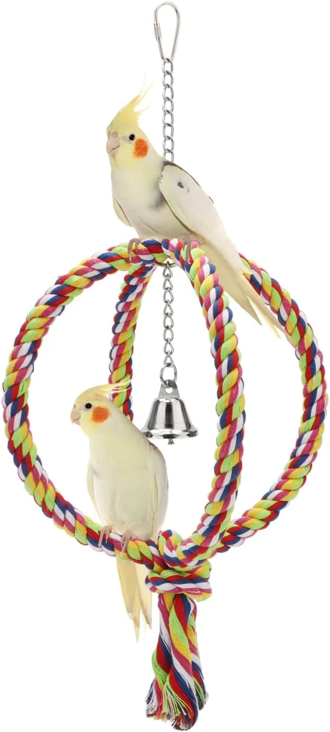 Genuine Bird Rope Swing Colorful Perch Climbing Toy Soft