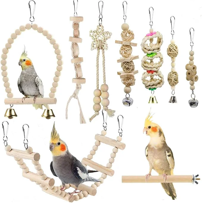 Modern Bird Parrot Swing Toys Chewing Standing Hanging Perch Hammock Climbing Ladder Dependable