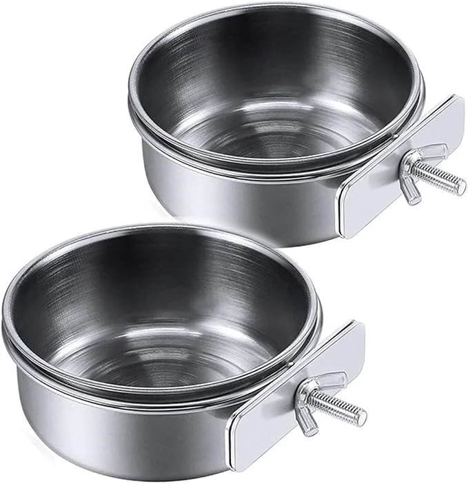 Functional PINVNBY Parrot Feeding Cups Birds Food Dish Stainless Steel Parrot Feeders Original