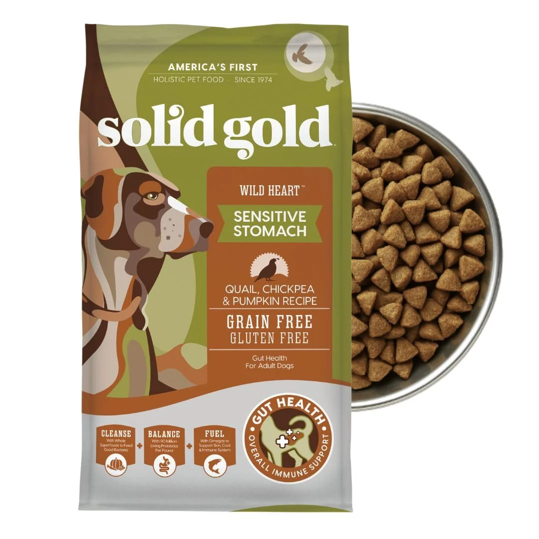 Secure Solid Gold Sensitive Stomach Dog Food for Adult Senior Dogs – Grain with Quail Pumpkin Probiotics 24LB Sophisticated