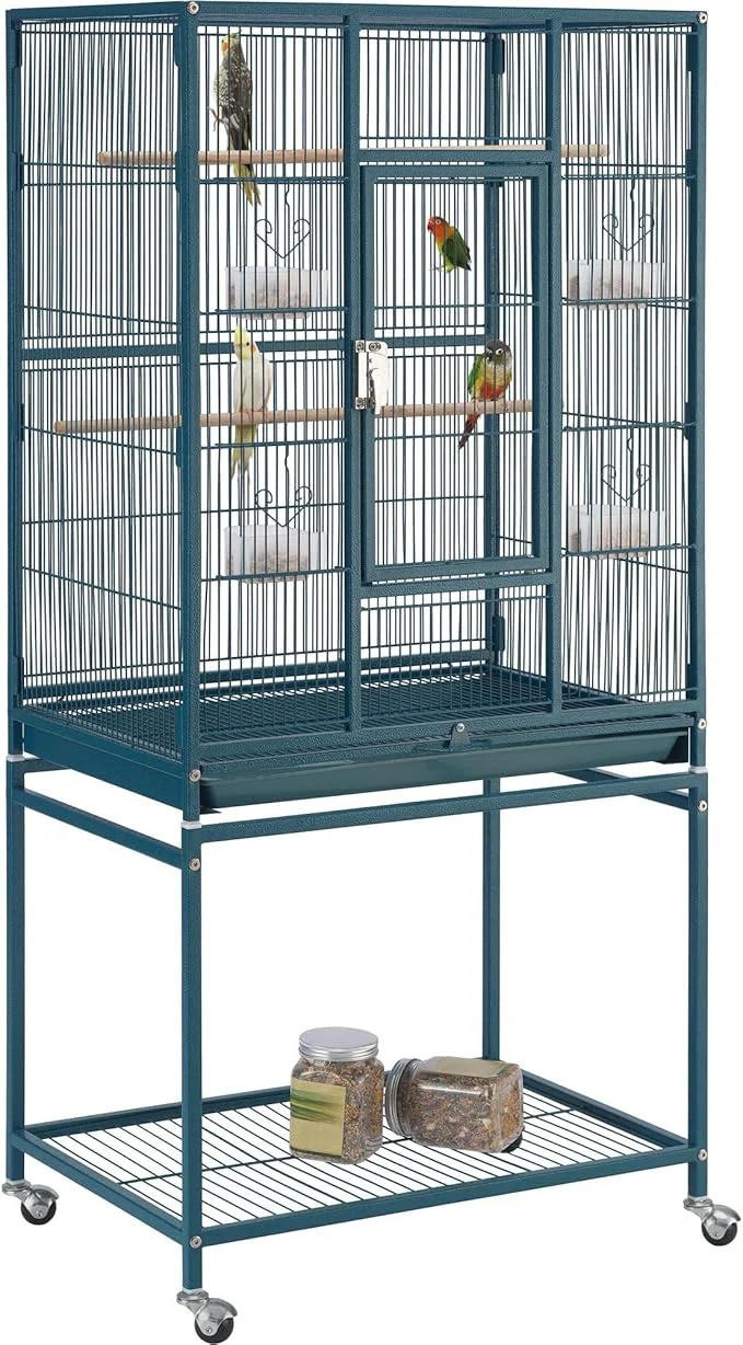 Traditional Yaheetech 54inch Metal Large Parrot Parakeet Flight Bird Cage w Rolling Stand Prestigious