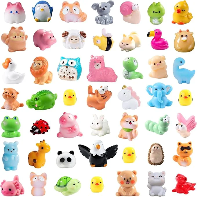 Easy-to-Use DIYDEC 50pcs Mini Resin Animal 50 Styles Tiny Resin Animals Miniature to Hide Fast