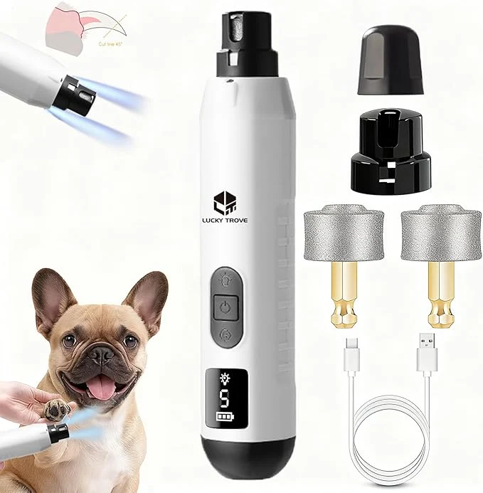 Authentic 2026 Upgraded Silent Groom Pro Pet Nail Grinder 5-Speed Dog Nail Grinder with Led Light 45db Quiet Painless Paws Grooming Smoothing for Small Medium Large Dogs Cats 1 2 Head White About This Consistent
