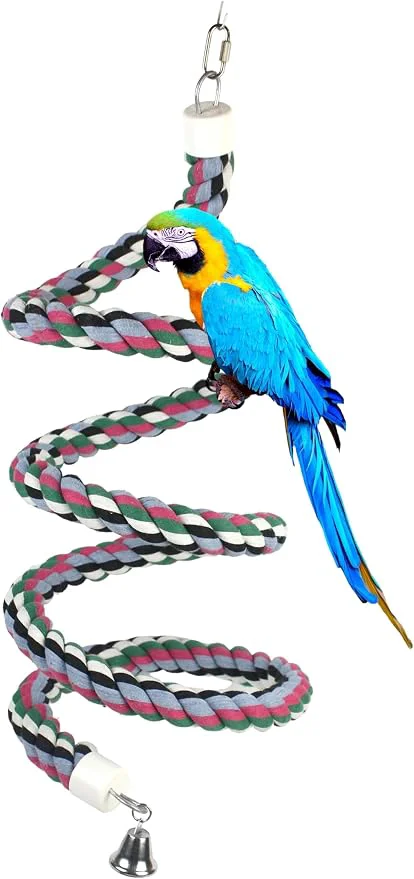 Sophisticated 65 inch Length Colorful Cotton Bendable Rope Perch Swing Bird Chew Toys Amazon Green