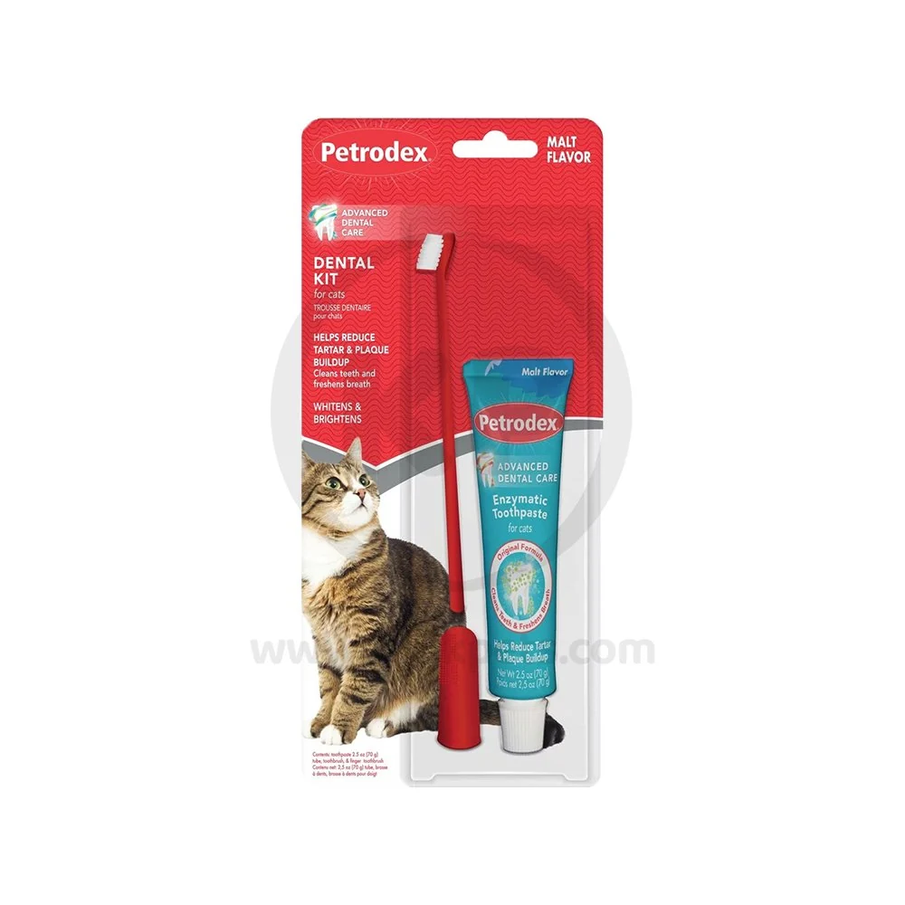 Easy-to-Use Sentry Petrodex Dental Care Kit for Cats with Malt Toothpaste 2.5-oz Eco-Friendly