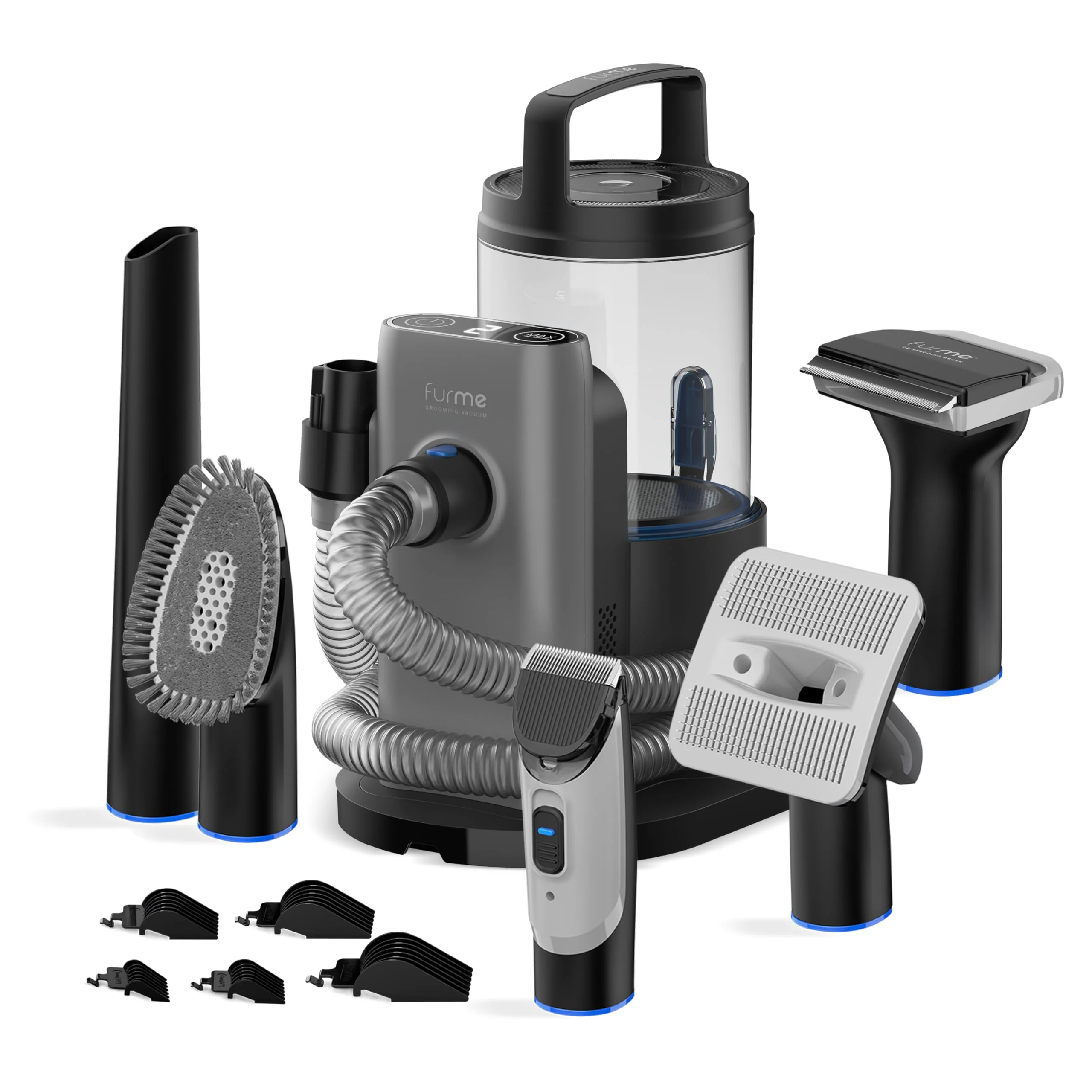 Carefully Designed FURME Pet Grooming Vacuum Kit - Quiet At-Home Grooming for Cats Dogs 2L Canister Organic