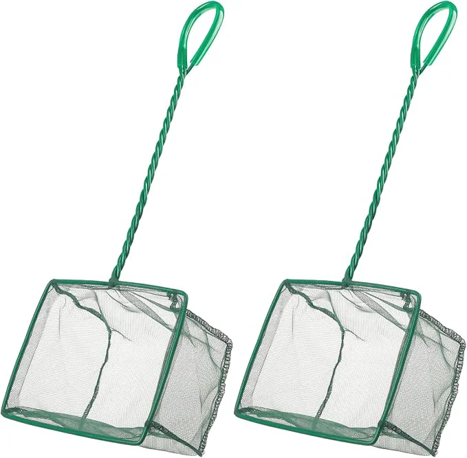 Safe Pawfly Aquarium Fish Net with Braided Metal Handle Square Net with Soft Fine Flexible