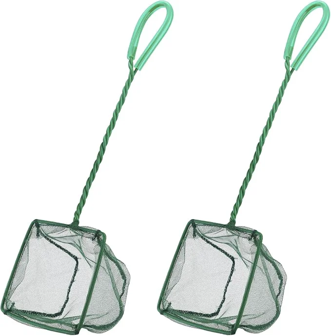 User-Friendly Pawfly Aquarium Fish Net with Braided Metal Handle Square Net with Soft Fine Original