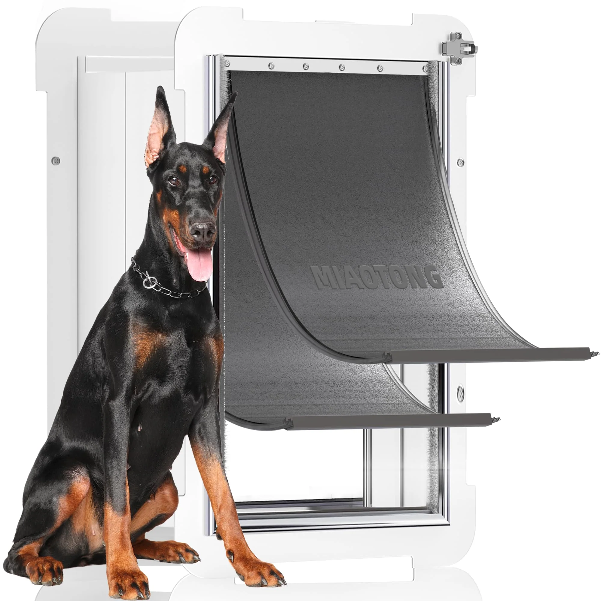 World-Class MIAOTONG Extra Large Dog Door - Wall-Mount Double Flap Telescoping Tunnel Up to 220 lb Superior