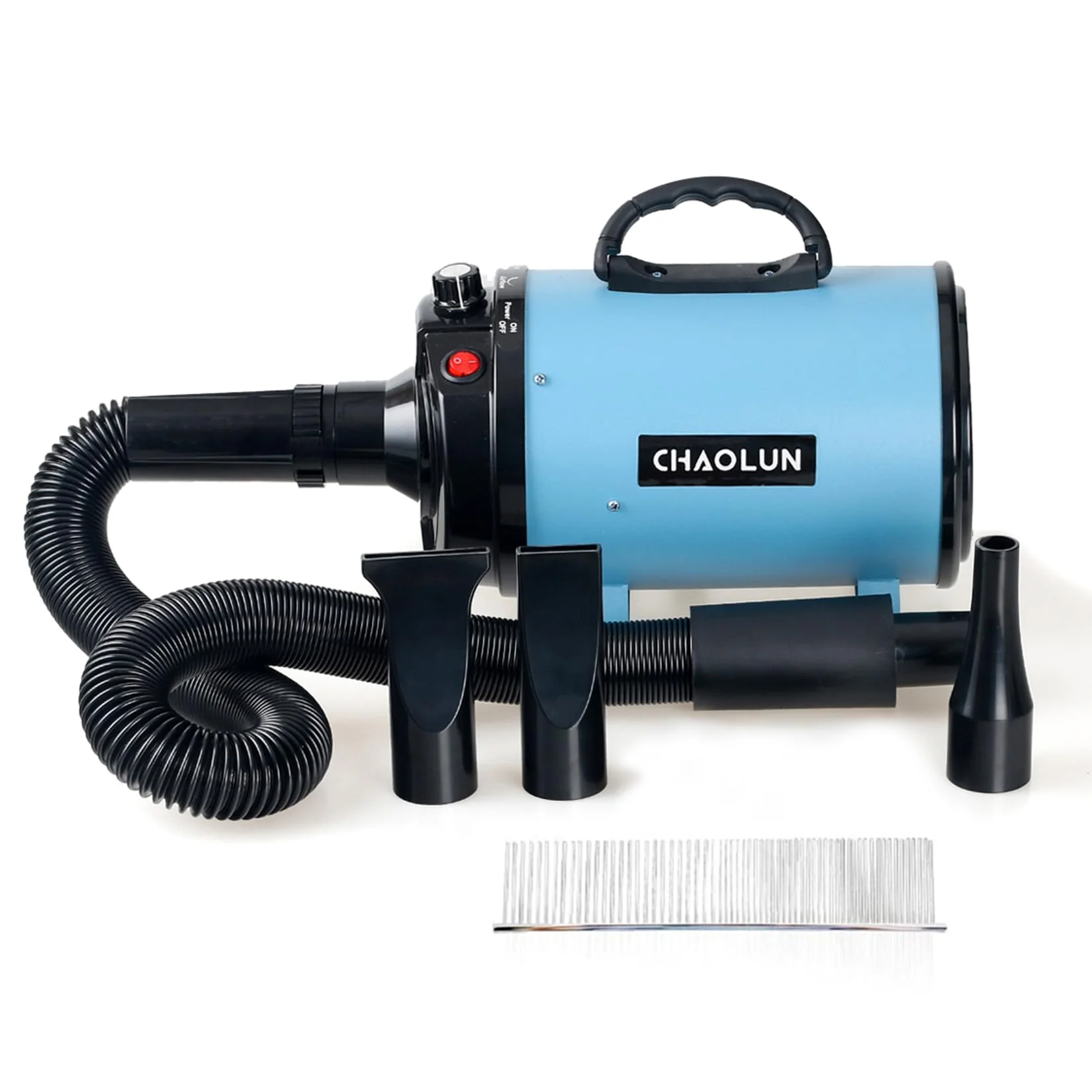 User-Friendly CHAOLUN Dog Dryer for Pet Grooming High-Velocity 2400W Dryer with Heater Adjustable Speed 3 Nozzles Practical