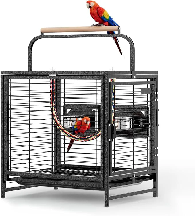 Sustainable VINGLI Bird Cage 25 inch Wrought Iron Bird Travel Carrier Cage Clean