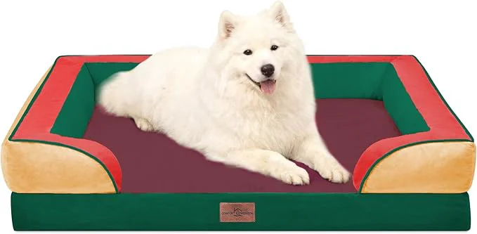 Advanced Comfort Expression Orthopedic Dog Bed for Large Dogs 36x27 Inch Waterproof Egg Crate Foam Large Pet Bed with Removable Bolsters Dog Couch with Washable Cover Non-Slip Bottom Watermelon MeadowAbout ThisOverview Easy-to-Use