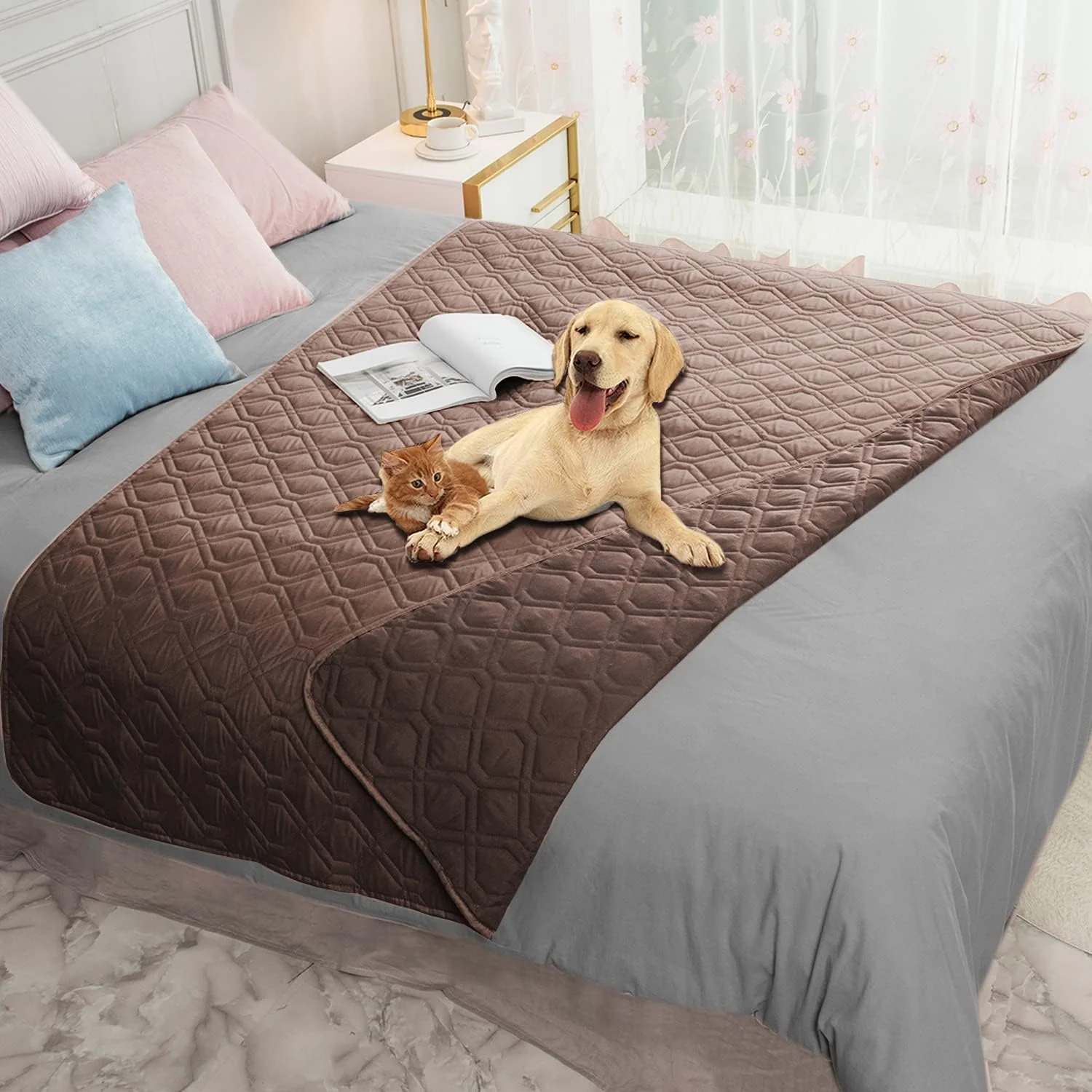 Authentic Ameritex Waterproof Blanket Reversible Dog Bed Cover Pet Blanket for Furniture Bed Couch Sofa Modern