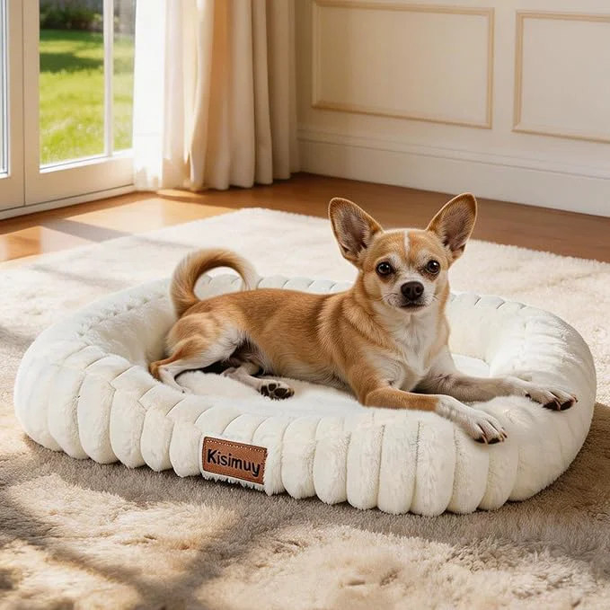World-Class Dog Bed for Small Medium Dogs – Calming Furry Puppy Bed with Washable Removable Cover Anti-Slip Bottom Orthopedic Support Foam Rectangle Pet Cuddler for Indoor Cats Dogs 25 x21 x4 CreamAbout ThisOverview Environmentally Friendly