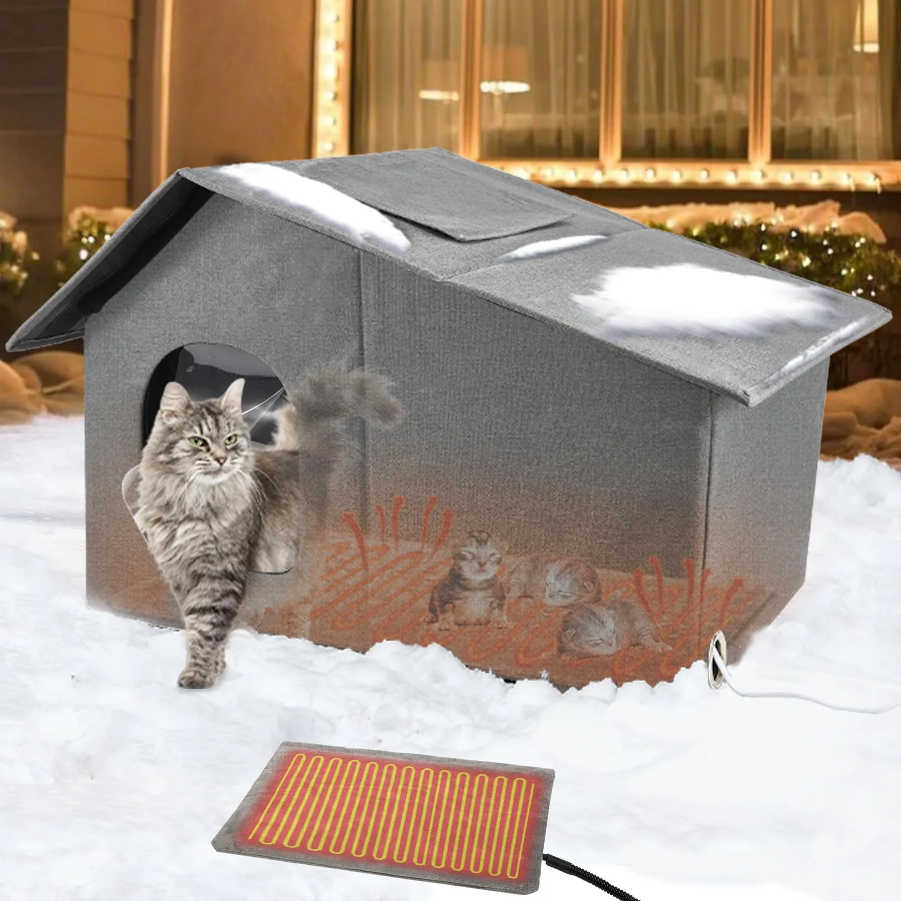Trendy Nvifco Heated Cat House for Outdoor Winter Insulated Kitty Shelter 21x13.6x15.4 Genuine