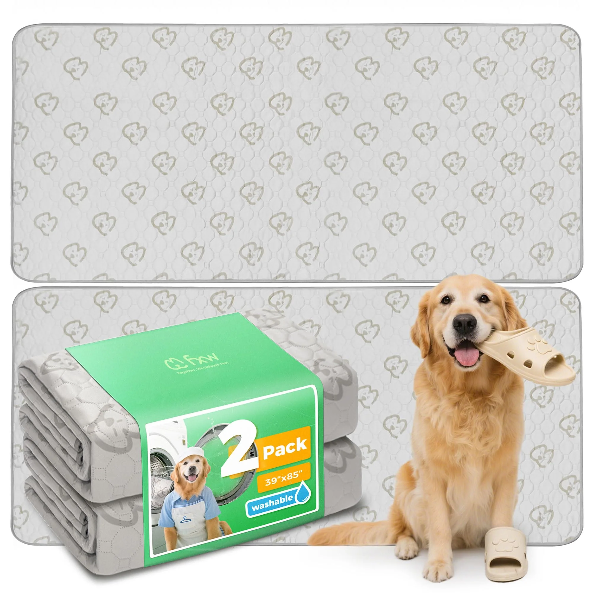 Superior FXW Washable Pee Pads for Dogs — 2-Pack 39 by 85 inches Khaki Fits FXW Rollick Homeplus 24-inch Playpens Traditional