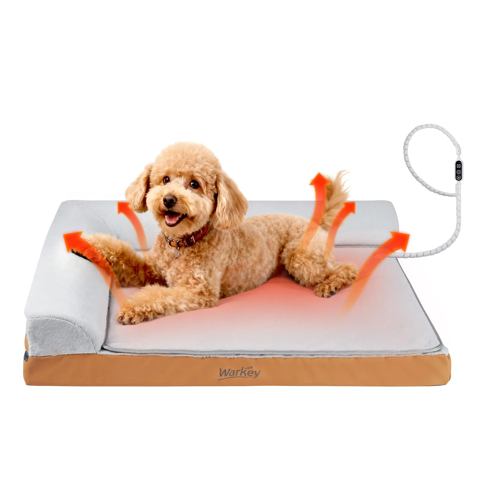Crafted WARKEY Heated Dog Bed Medium Orthopedic Memory Foam Waterproof Cover Heating Pad 27.95x23.2x6.3in Classic