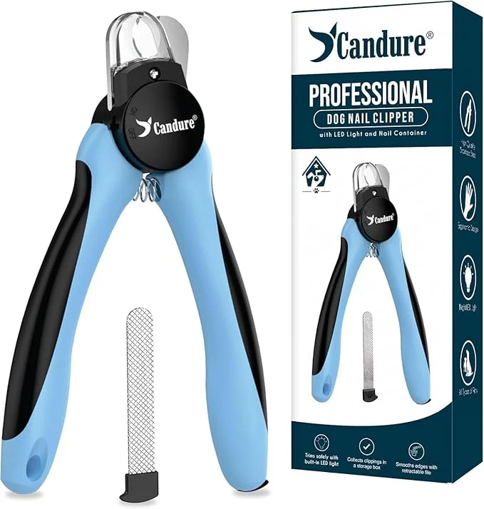 Organic Candure LED Dog Nail Clippers with Light - Pet Nail Clippers with Light for Dogs Cats Sharp Stainless Steel Blades for Thick Nails Safe Grooming Trimmer with Nail File Sky Blue About ThisOverview Fine Crafted