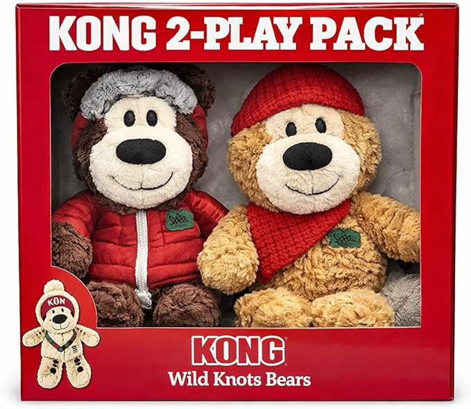 High-Performance Wild Knots Bear Plush Squeaker Toys 2-Pack — Internal Rope Minimal Stuffing Medium Dogs Trendy