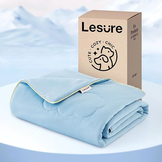Powerful LE SURE Premium Cooling Blankets for Large Dogs - Washable Dog Cooling Throw Blanket with Q-MAX 0.4，Durable Self Cooling Pet Mat for Cat Soft Cooling Summer Blanket for Hot Weather Blue 40x50About ThisOverview