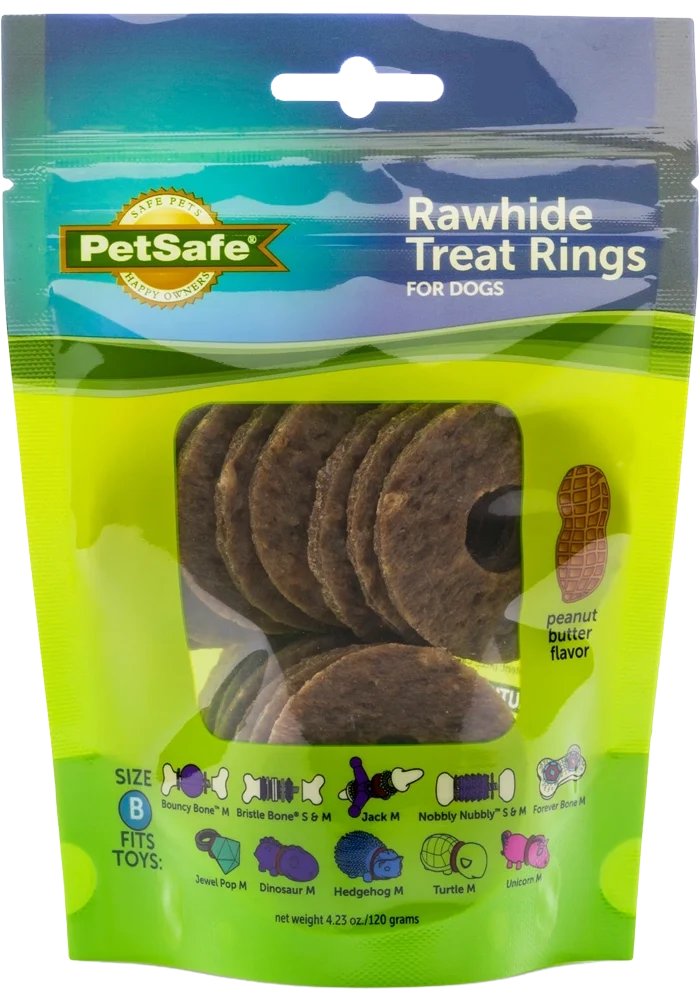 First-Class Busy Buddy Gnawhide Dog Treat Ring Refills Natural Rawhide Size B 16 Count 4.23-oz Verified