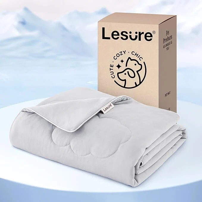 Unique LE SURE Premium Cooling Blanket for Large Dogs Washable - Dog Cooling Mat with Q-MAX 0.4 Soft Breathable Pet Throw Blanket Durable for Summer Grey 40x50About ThisOverview Certified