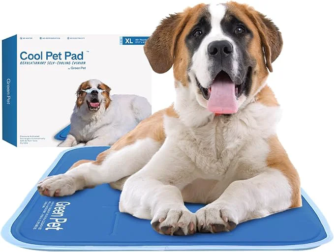 Versatile The Green Pet Shop Cool Pet Pad - Extra Large Blue - Self-Cooling Pressure Activated Mat for Dogs Cats from 80 lbs - Non-Toxic Gel No Water NeededAbout ThisOverview High-End