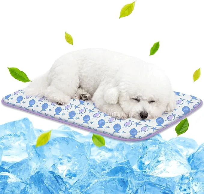 Classic NWK Pack of 4 Pet Cooling Mat - Ice Silk Cooling Mat for Dogs Cats Portable Washable Pet Cooling Blanket Car Seats Beds for Summer 4pcs Purple Fish 27 X 20 X 0.3 About ThisOverview Advanced