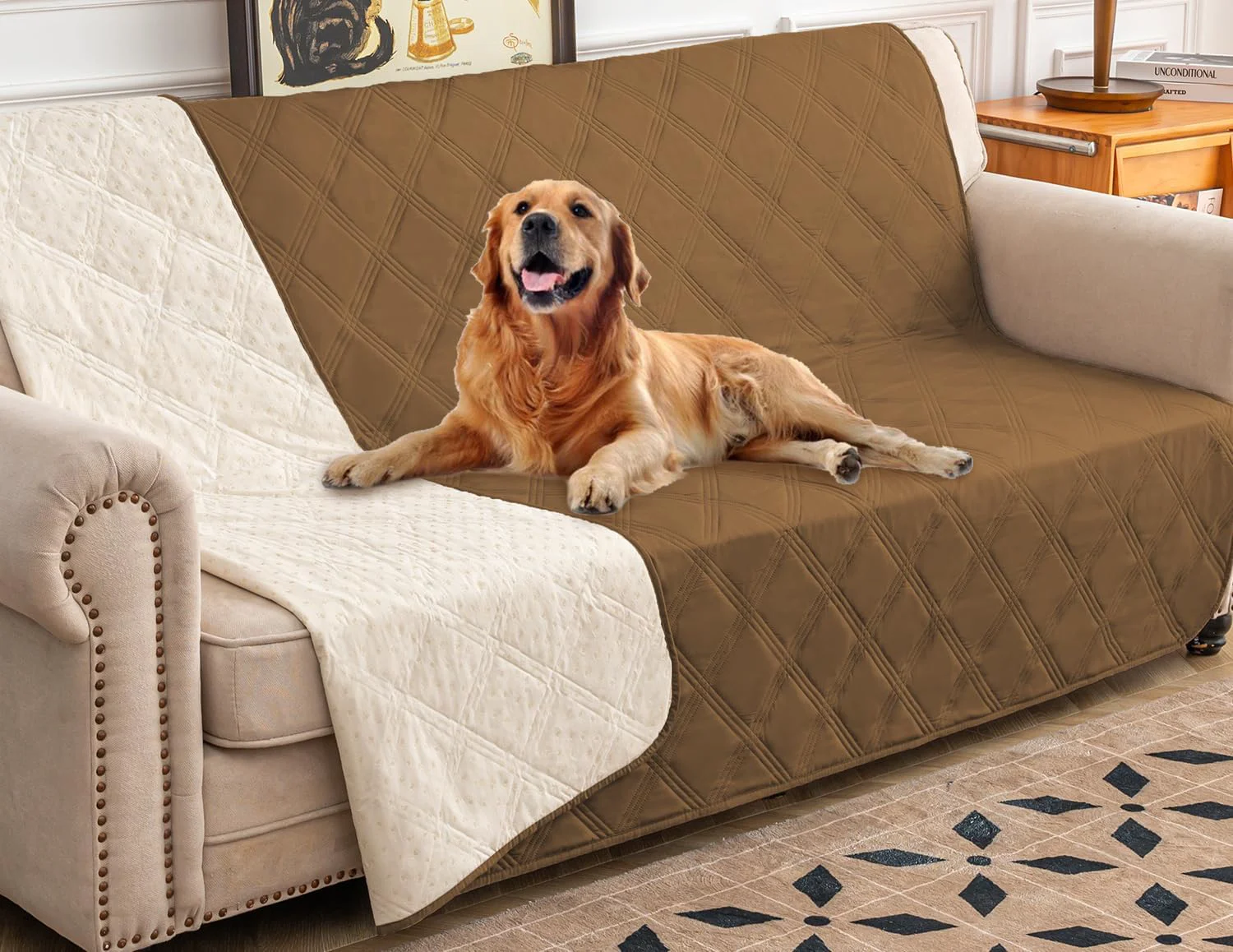 Advanced Ameritex Waterproof Dog Bed Cover Pet Blanket with Anti-Slip Back for Furniture Bed Couch Sofa Professional