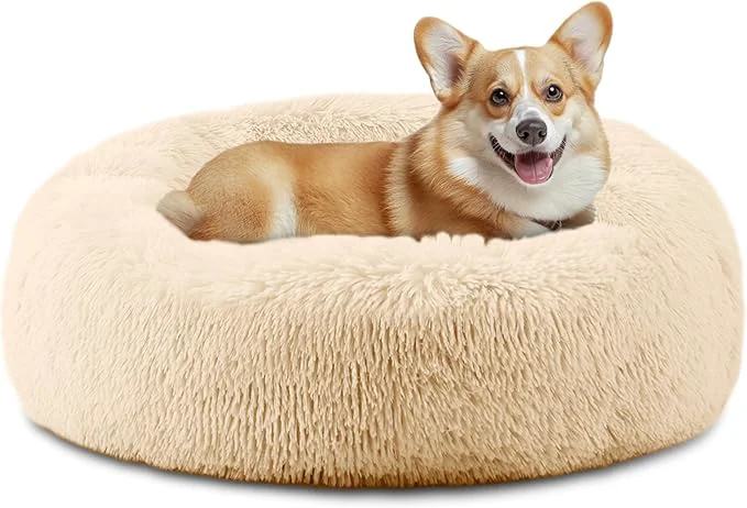 World-Class ELSKER HOME Calming Dog Bed Donut Washable Warming Soft Round 30 inches Dog Beds for Medium Dogs Anti-Anxiety Fluffy Plush Cushion Bed Fits up to 50 lbs Pets ApricotAbout ThisOverview Sophisticated