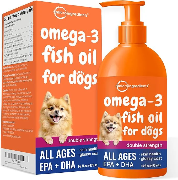 Safe Micro Ingredients Omega-3 Fish Oil for Dogs Cats 16 fl oz Supports Healthy Skin Shiny Coats Liquid EPA DHA Formula Wild-Caught Fish Source Easy-Pump Dispenser Non-GMO Pet FriendlyAbout ThisOverview Optimized