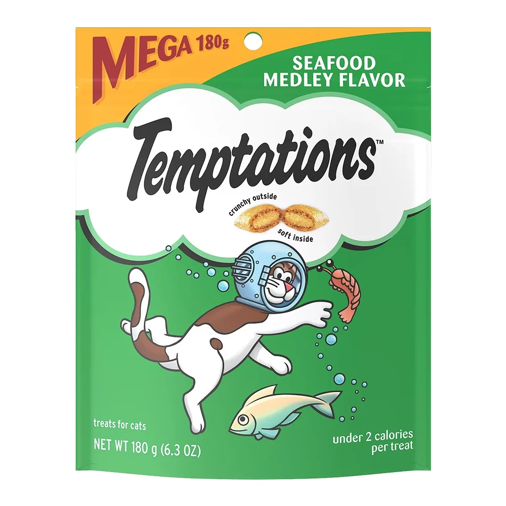 Reusable Temptations Classics Crunchy Soft Adult Cat Treats Seafood Medley 6.3-oz Trusted