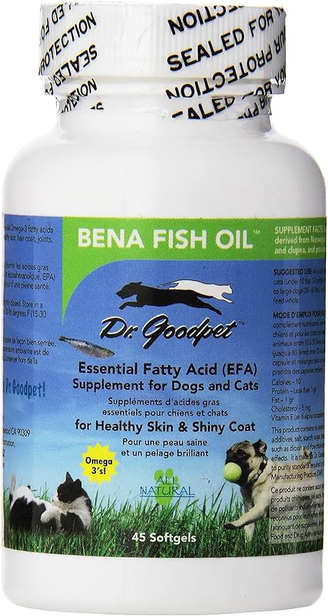Versatile Dr. Goodpet Bena Fish Oil Softgels Pure Omega-3 EPA DHA Supplement for Dogs Cats Supports Skin Coat Joint Brain Heart Eye Wellness 45 CountAbout This Fashionable