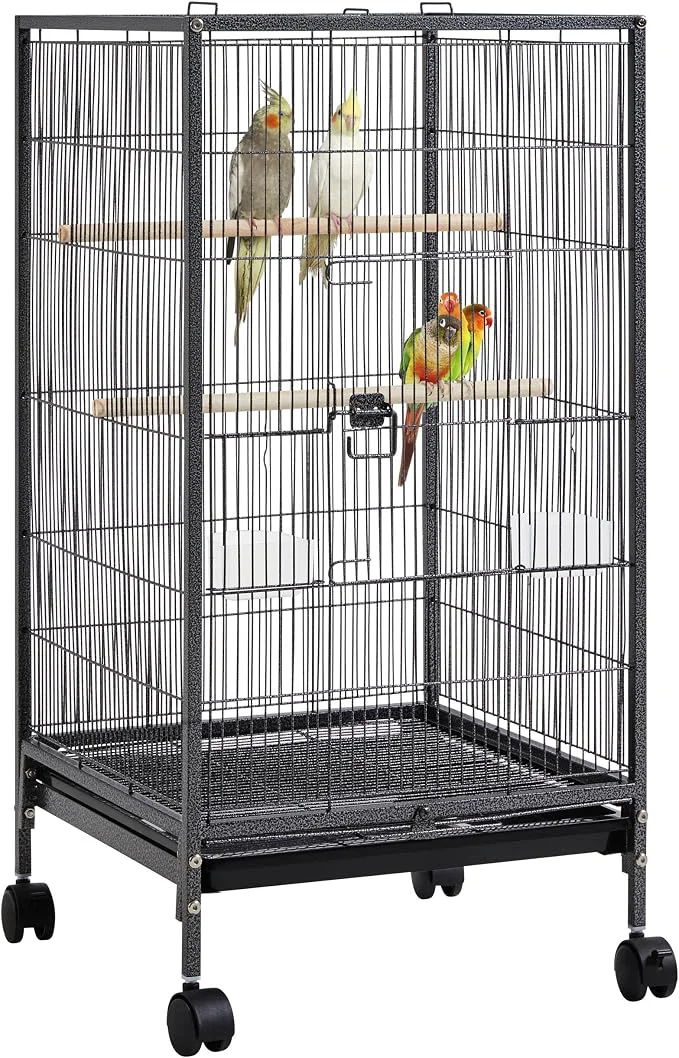 Traditional Yaheetech 40 Inch Wrought Iron Bird Cage Open-Top Parrot Cage Official