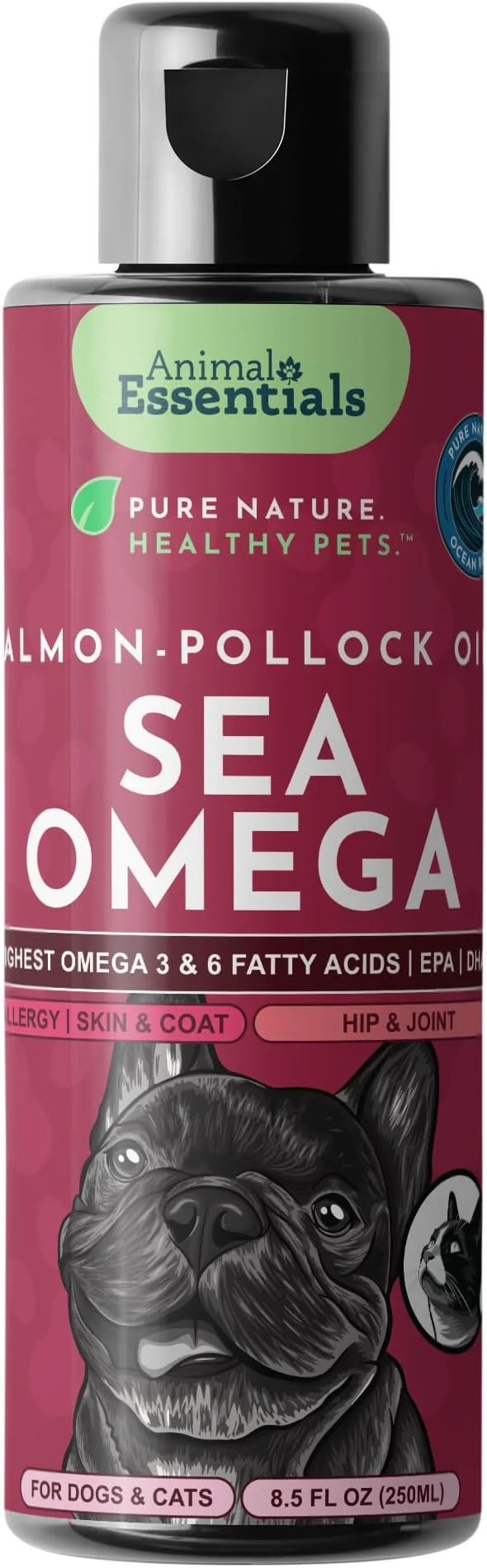 Functional Animal Essentials Sea Omega Fish Oil for Dogs and Cats - Omega 3 Fish Oil Liquid Supplement Alaskan Salmon Oil for Skin and Coat Joint Health for Small Medium and Large Dogs - 8.5 Fl Oz Pack of 1 About ThisOverview Expertly Made