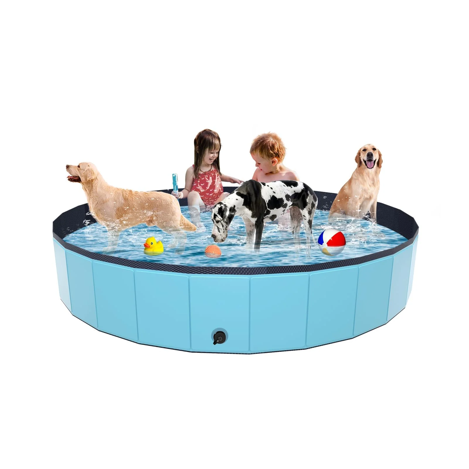Verified YSJILIDE XXL Portable Dog Pool 71 x 12 in - Collapsible PVC Pet Pool for Bath Swim and Outdoor Fun Blue Fine