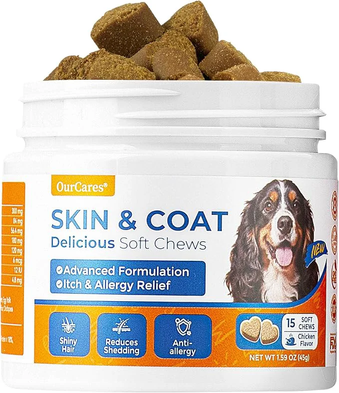 Traditional Fish Oil Soft Chews for Dogs Skin and Coat Chews for Dogs Dog Fish Oil Treats for Shedding Itchy Skin Dog's Daily Supplement Dog Food Companion Chicken Flavor（Tester - 15Ct ）About ThisOverview Artisan