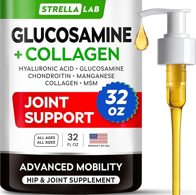 Convenient STRELLALAB Liquid Glucosamine for Dogs 32 OZ - Joint Support - All-Natural Hip Joint Supplement Glucosamine Chondroitin Liquid MSM Collagen for Dogs Mobility Joint Pain Relief Pack of 2 16oz About ThisOverview Verified
