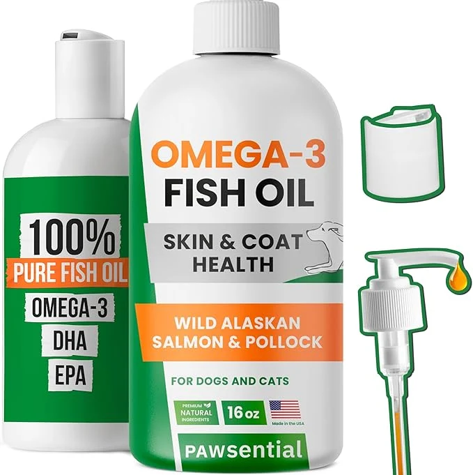 Reusable Omega 3 Fish Oil for Dogs - Made with Wild Alaskan Salmon Oil for Dogs Liquid Fish Oil Supplement for Pets with Omega 3 EPA DHA Fatty Acids Ingredients Taste — by Vets About This Certified