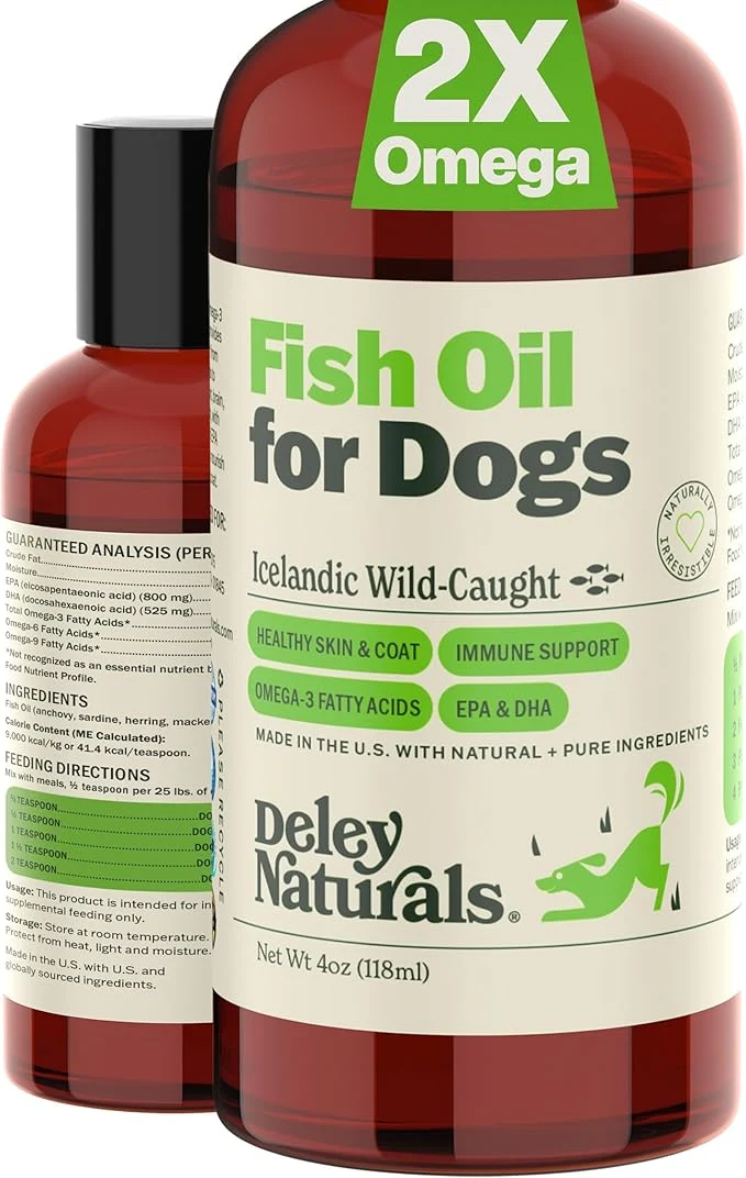 Next-Generation Deley Naturals Fish Oil for Dogs - Itch Relief for Dogs with Omega 3 6 9 for Skin Joints Heart and Brain Health - Icelandic Omega 3 Fish Oil for Dogs Skin Irritation - 4oz Omega Oil Made in USAAbout This Fashionable