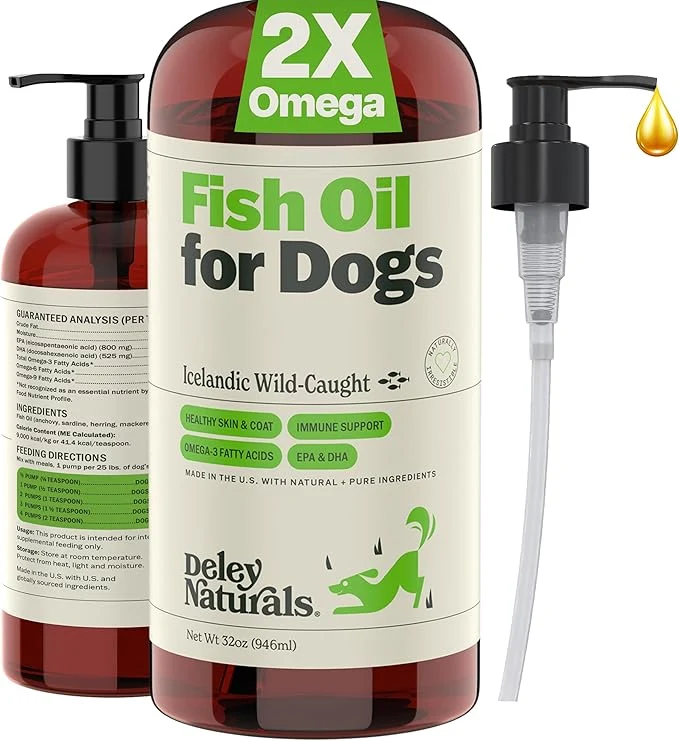 Luxury Deley Naturals Fish Oil for Dogs - Itch Relief for Dogs with Omega 3 6 9 for Skin Joints Heart and Brain Health - Icelandic Omega 3 Fish Oil for Dogs Skin Irritation - 32oz Omega Oil Made in USAAbout This Elite
