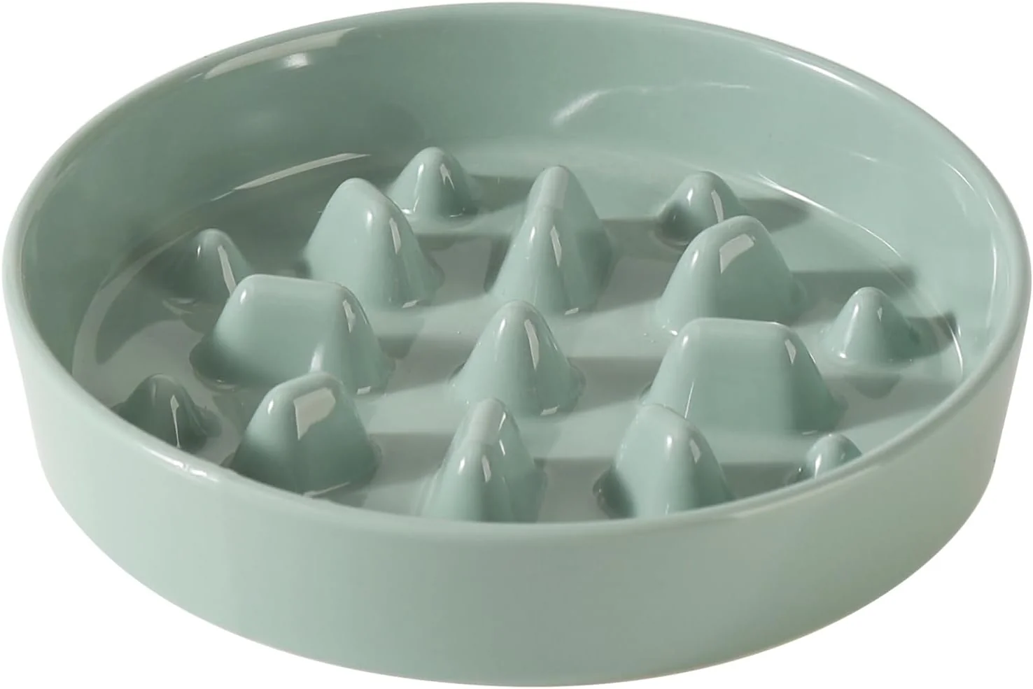 Stylish Ceramic 8.2 inch Dog Bowl Slow Feeder Slow Pet Food Dish for Medium and Large Dog Stop Bloat Preventing Choking Single Bowl Light Green Organic